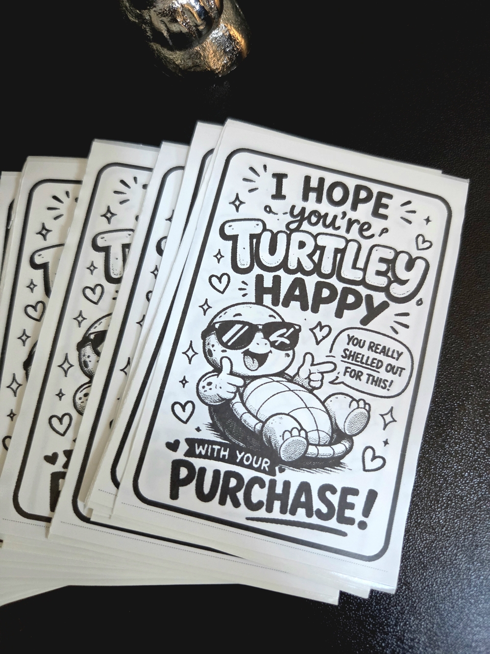 Cute Black & White 'Turtley Happy' Thank You Stickers - 50ct
